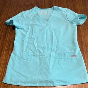 Figs Teal V-Neck Scrub Top